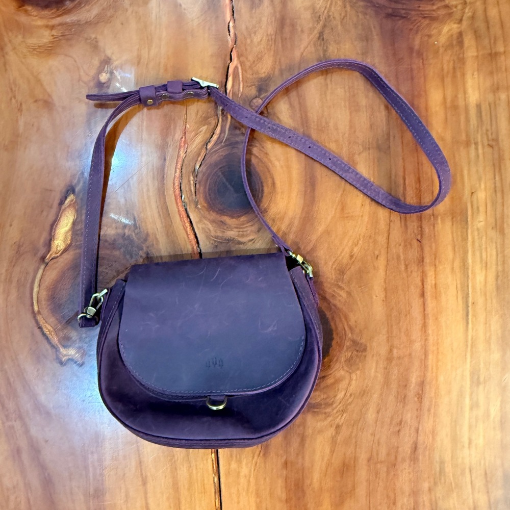 Portland Leather Company Monaco Small Bag Brown Crossbody Larkspur Purple